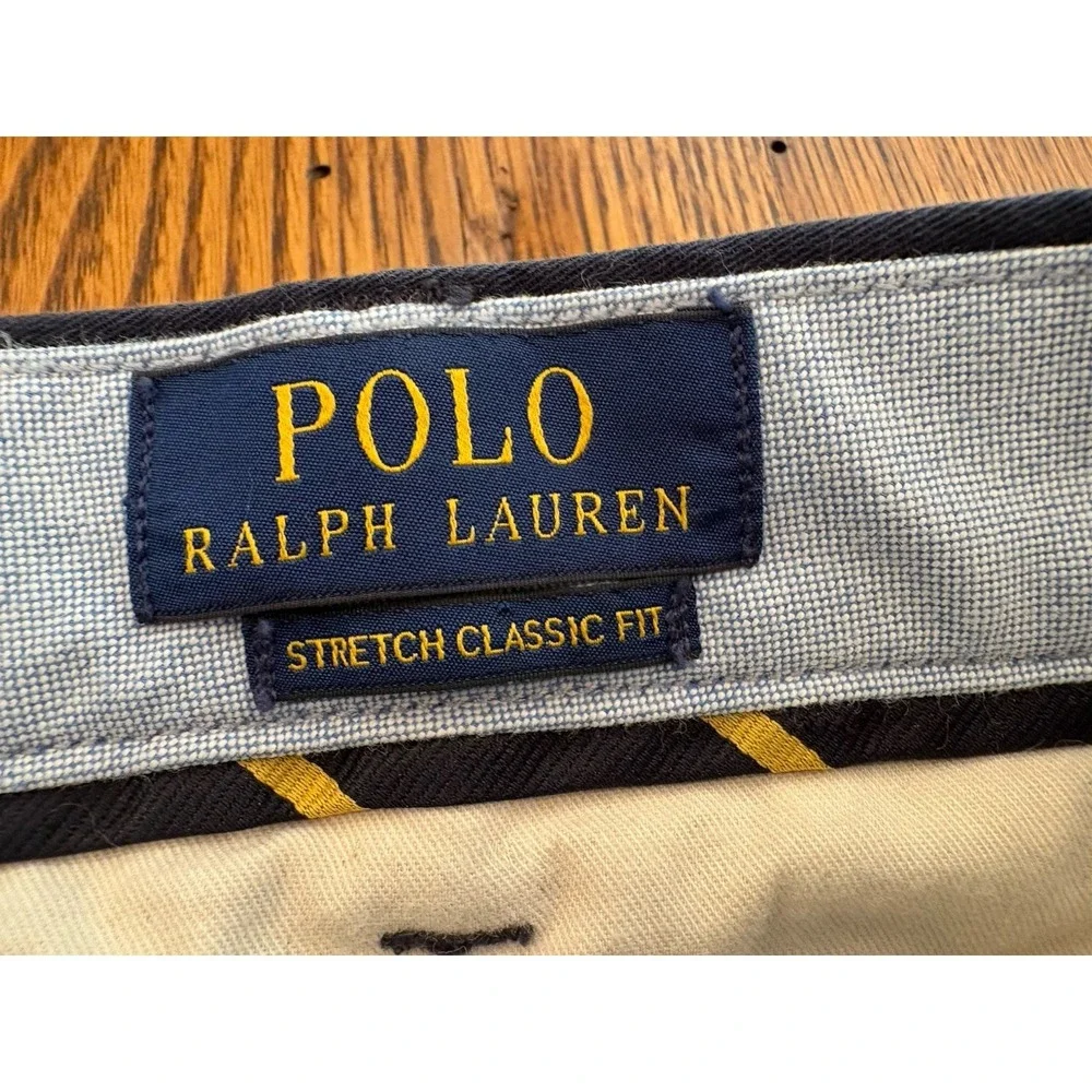 Polo Ralph Lauren Mens Classic Fit Stretch Chino Shorts Navy Size 40 Preppy